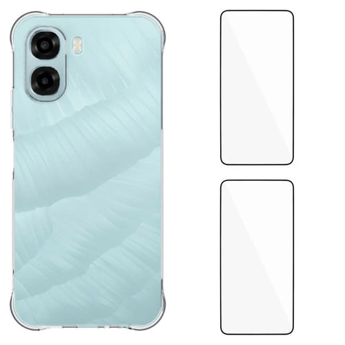 WANLONFENG For Oppo A6x 4G / Oppo A6x 5G TPU Case  WL2 Series 2.0mm Phone Cover with 2Pcs Tempered Glass Films - Transparent - 1