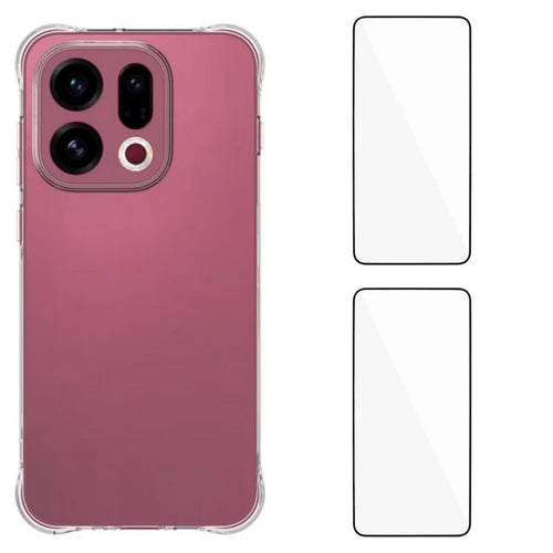 WANLONFENG For Oppo Find X9 5G TPU Case  WL2 Series 2.0mm Phone Cover with 2Pcs Tempered Glass Films - Transparent - 1