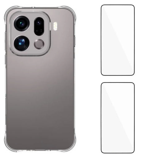WANLONFENG For Oppo Find X9 Pro 5G TPU Case  WL2 Series 2.0mm Phone Cover with 2Pcs Tempered Glass Films - Transparent - 1