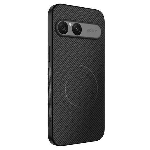 WANLONFENG For Sony Xperia 10 VII  TQ Series Magnetic Case Carbon Fiber Texture PC TPU Phone Cover (Big Lens Hole) - Black - 1