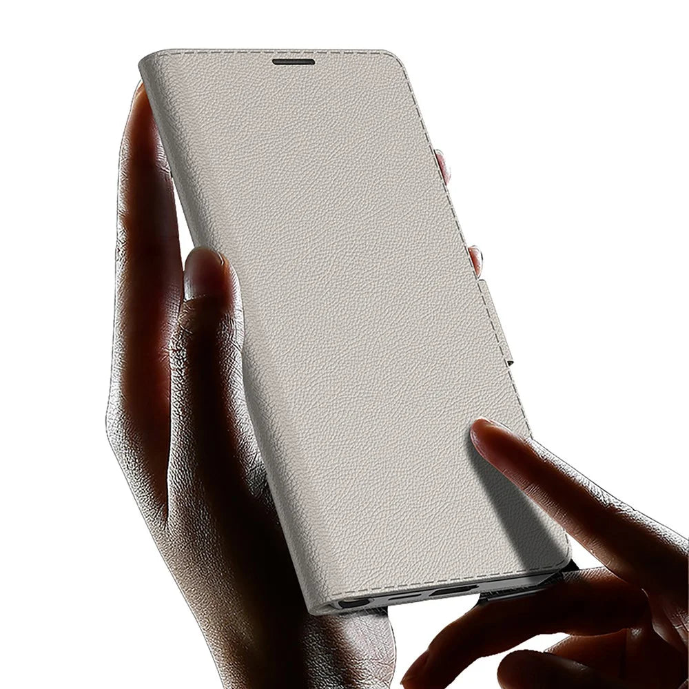 GKK For Samsung Galaxy S26 Ultra Stand Case with Card Holder Electroplated PU Leather Flip Phone Cover - Grey - 4