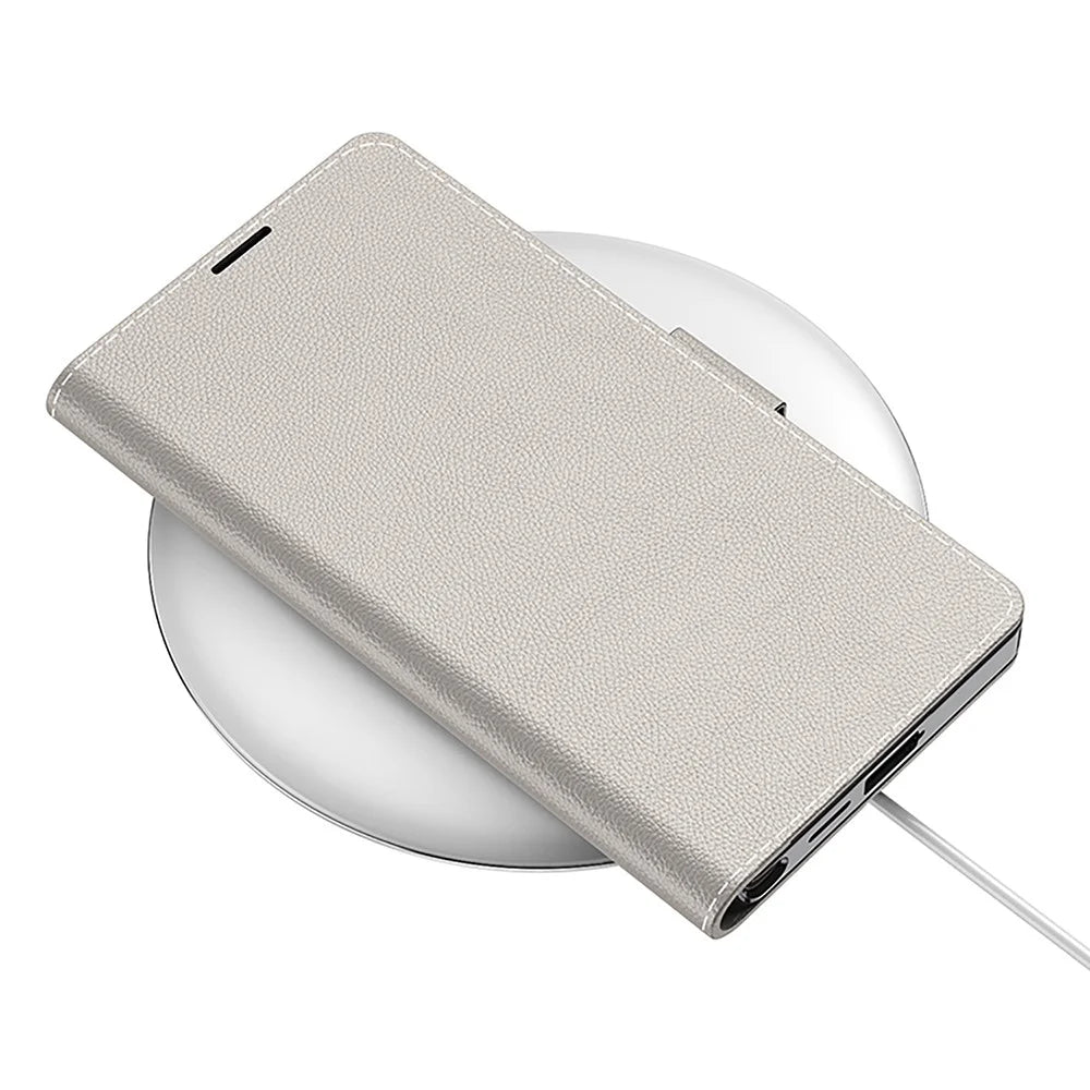GKK For Samsung Galaxy S26 Ultra Stand Case with Card Holder Electroplated PU Leather Flip Phone Cover - Grey - 5