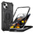 For iPhone 14 Plus / iPhone 15 Plus Magnetic Case TPU + PC Kickstand Phone Cover Drop Protection - Black - 1