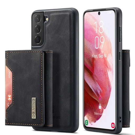 DG.MING M2 Series Phone Case for Samsung Galaxy S23+ Magnetic Closure Shockproof Case Leather Cover Kickstand Protective Case with Detachable Wallet - Black - 1
