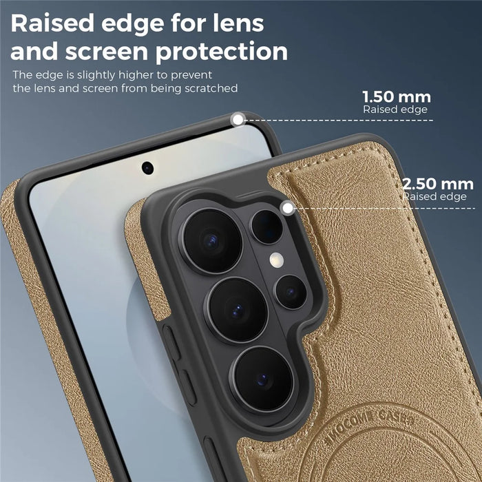 For Samsung Galaxy S26 Ultra Magnetic Case Leather Back Phone Cover - Desert Gold - 5
