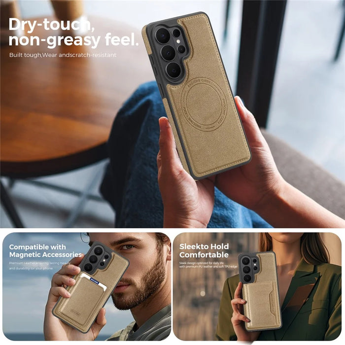 For Samsung Galaxy S26 Ultra Magnetic Case Leather Back Phone Cover - Desert Gold - 7