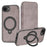 For iPhone 17e / 16e Case Compatible with MagSafe RFID Blocking Leather Wallet Cover with Rotating Ring Kickstand - Titanium Grey - 1
