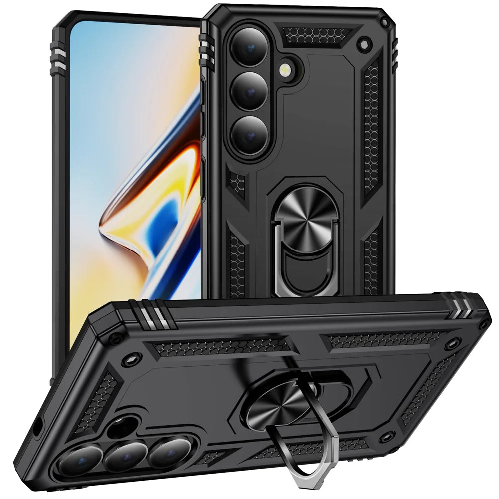 For Samsung Galaxy S26+ Case PC + TPU Phone Cover with Kickstand - Black - 1