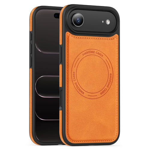 For iPhone Air Case Compatible with MagSafe Leather Back Phone Cover - Orange - 1