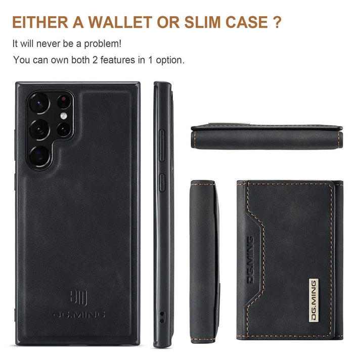 DG.MING M2 Series Protective Case for Samsung Galaxy S23 Ultra Detachable Wallet Phone Case Anti-Drop Shockproof Cover with Kickstand - Black - 5