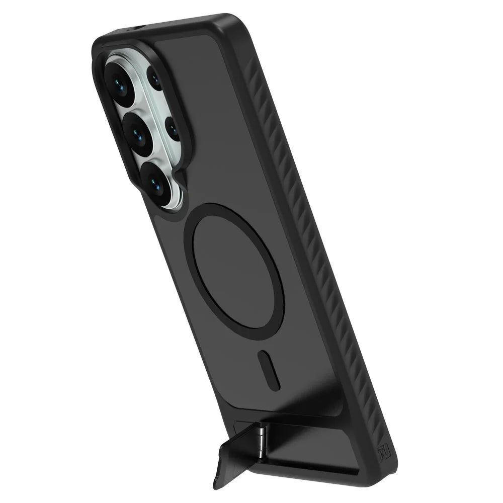 LEREACH Le-Chic Series for Samsung Galaxy S26 Ultra Magnetic Case TPU + PC Kickstand Phone Cover - Black - 2