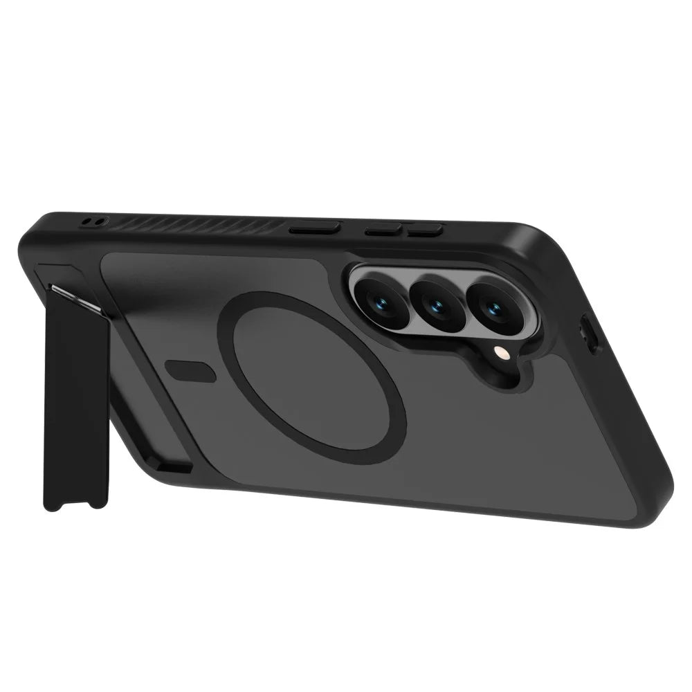 LEREACH Le-Chic Series for Samsung Galaxy S26+ Magnetic Case TPU + PC Kickstand Phone Cover - Black - 3