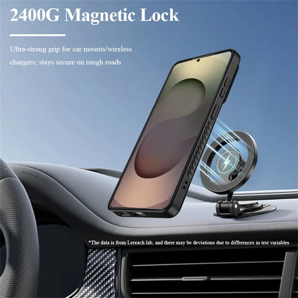 LEREACH Le-Chic Series for Samsung Galaxy S26+ Magnetic Case TPU + PC Kickstand Phone Cover - Black - 7