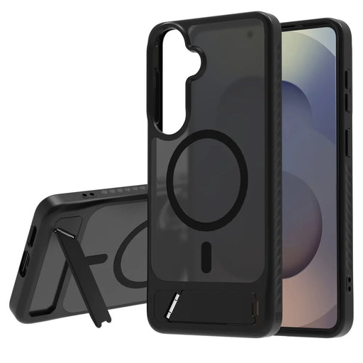 LEREACH Le-Chic Series for Samsung Galaxy S26 Magnetic Case TPU + PC Kickstand Phone Cover - Black - 1