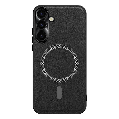For Samsung Galaxy S26 Case PU TPU PC Phone Back Cover with Metal Lens Frame - Black - 1