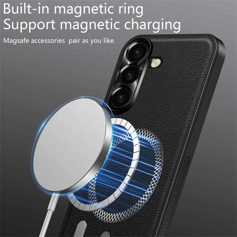 For Samsung Galaxy S26+ Case PU TPU PC Phone Back Cover with Metal Lens Frame - Black - 3