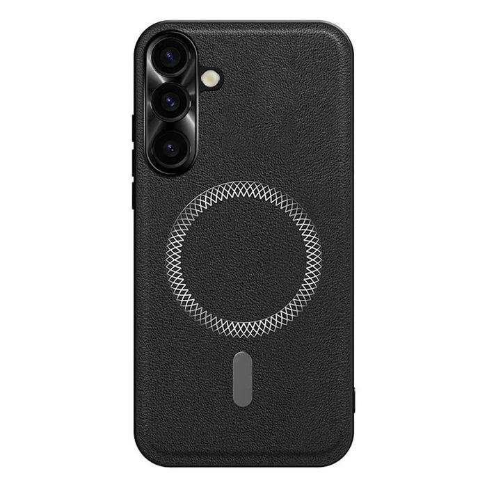 For Samsung Galaxy A57 5G Case PU TPU PC Phone Back Cover with Metal Lens Frame - Black - 1