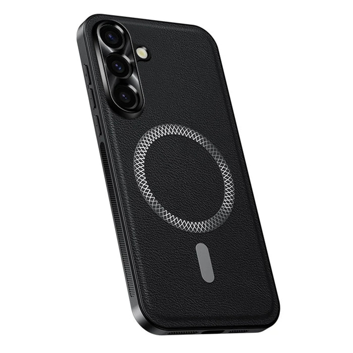 For Samsung Galaxy A57 5G Case PU TPU PC Phone Back Cover with Metal Lens Frame - Black - 2
