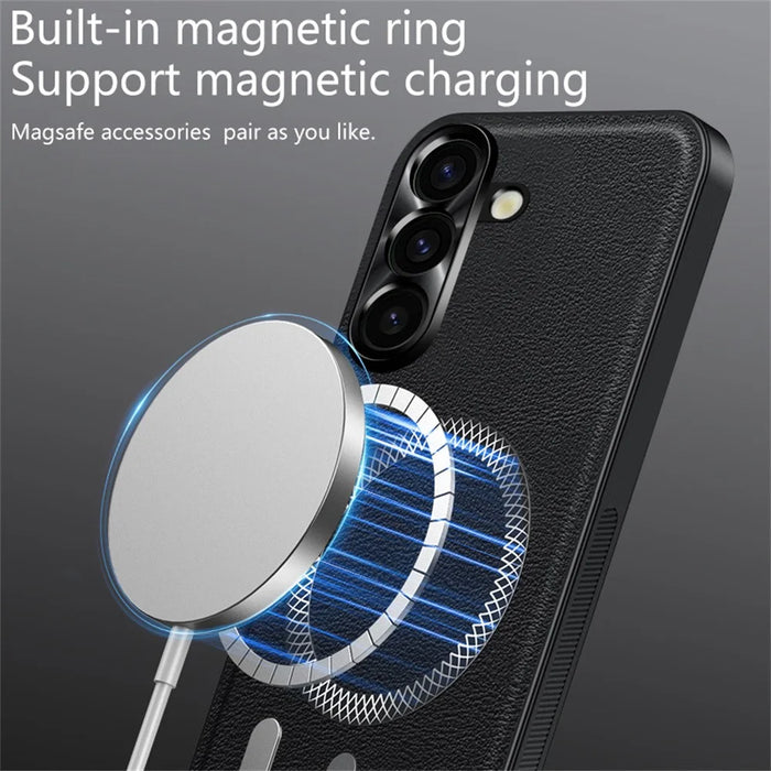 For Samsung Galaxy A57 5G Case PU TPU PC Phone Back Cover with Metal Lens Frame - Black - 3