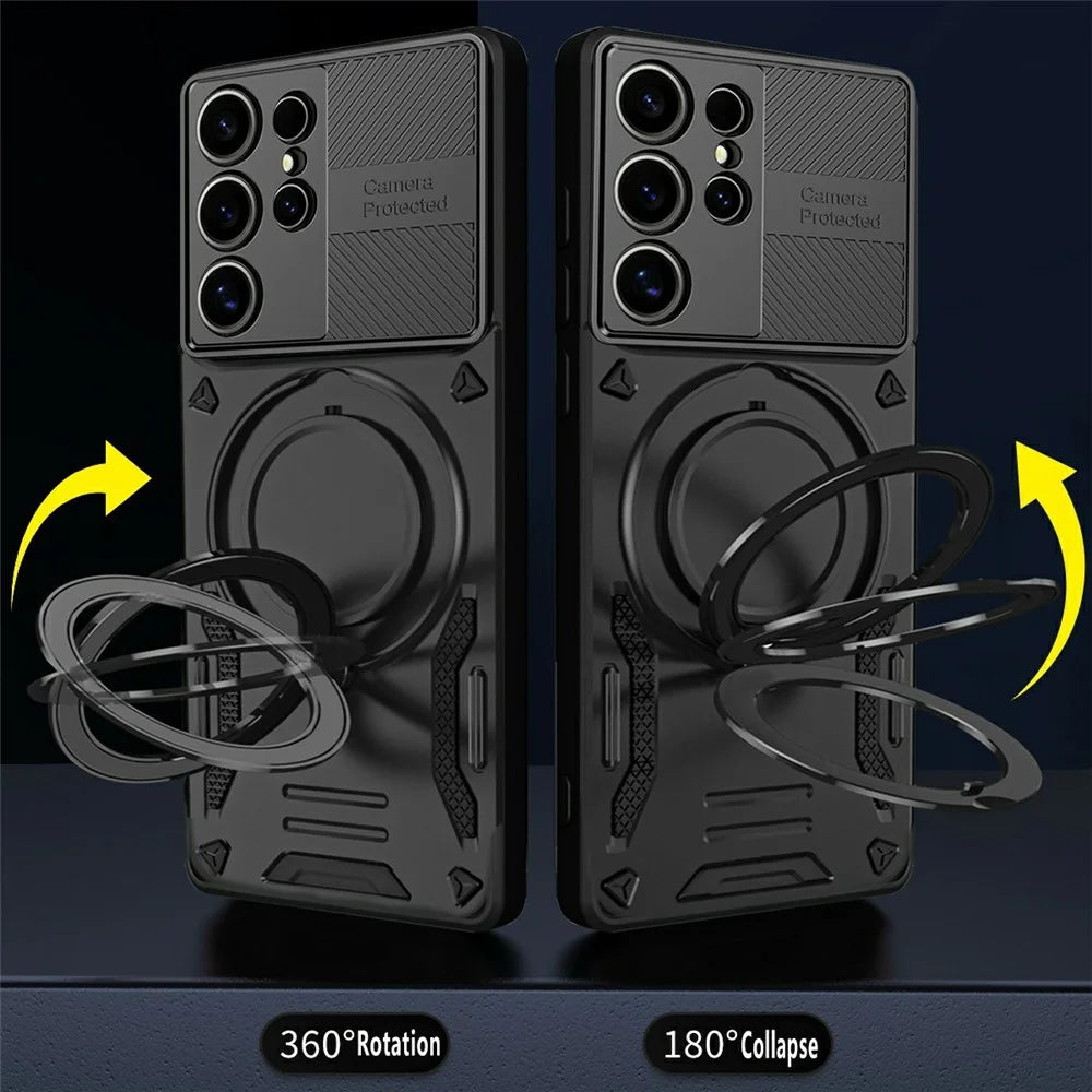 For Samsung Galaxy S26 Ultra Magnetic Case Shockproof TPU + PC Phone Back Cover with Kickstand - Black - 2