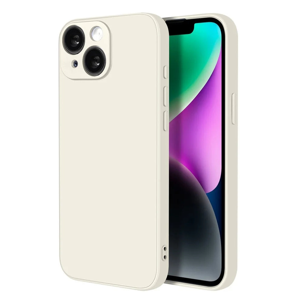 NORTHJO For iPhone 14 Silicone Case with High Aluminium-Silicon Glass Film, Shockproof Phone Cover - White - 2