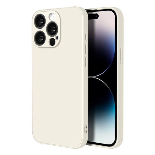NORTHJO For iPhone 14 Pro Silicone Case with High Aluminium-Silicon Glass Film, Shockproof Phone Cover - White - 2