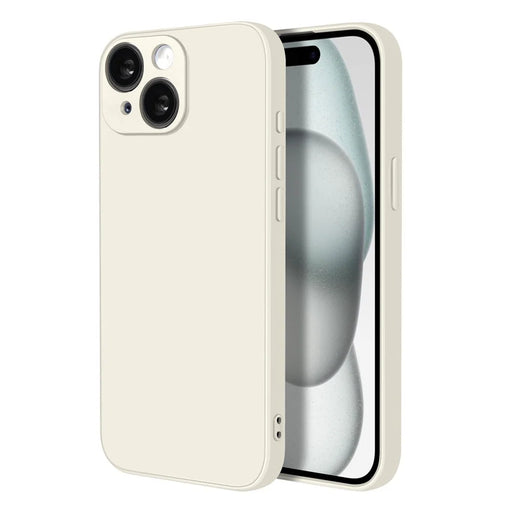 NORTHJO For iPhone 15 Silicone Case with High Aluminium-Silicon Glass Film, Shockproof Phone Cover - White - 2