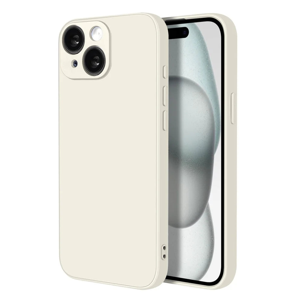 NORTHJO For iPhone 15 Plus Silicone Case with High Aluminium-Silicon Glass Film, Shockproof Phone Cover - White - 2