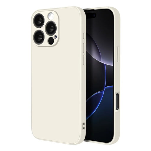 NORTHJO For iPhone 16 Pro Max Silicone Case with High Aluminium-Silicon Glass Film, Shockproof Phone Cover - White - 2