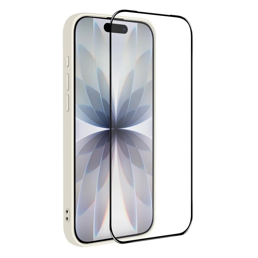NORTHJO For iPhone 17 Silicone Case with High Aluminium-Silicon Glass Film, Shockproof Phone Cover - White - 3