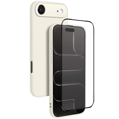 NORTHJO For iPhone Air Silicone Case with High Aluminium-Silicon Glass Film, Shockproof Phone Cover - White - 1