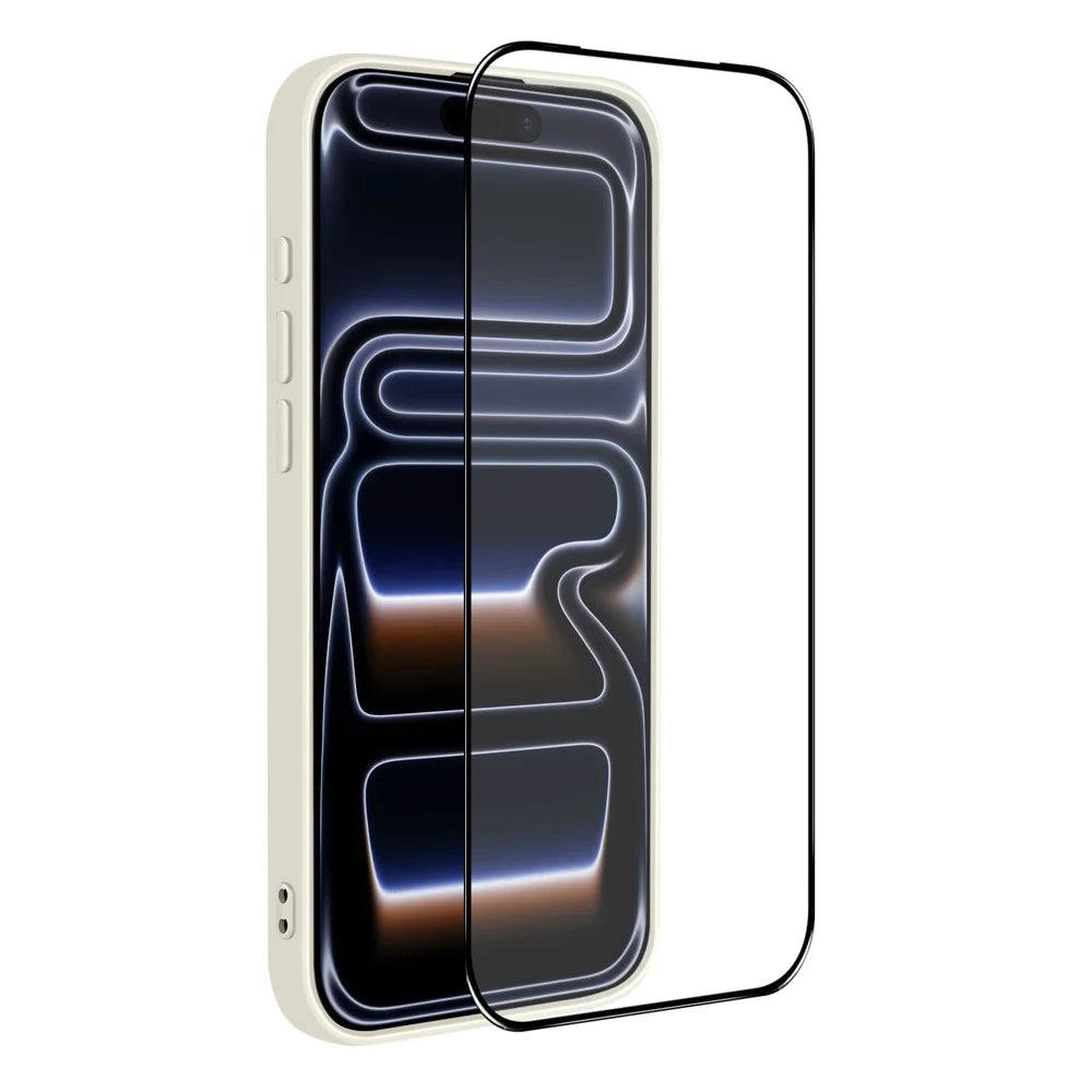 NORTHJO For iPhone 17 Pro Silicone Case with High Aluminium-Silicon Glass Film, Shockproof Phone Cover - White - 3