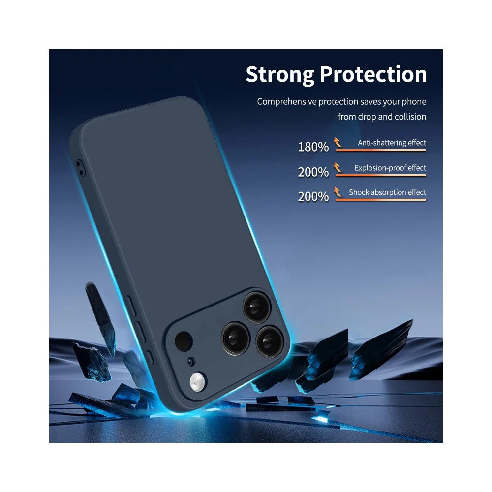 NORTHJO For iPhone 17 Pro Max Silicone Case with High Aluminium-Silicon Glass Film, Shockproof Phone Cover - White - 7