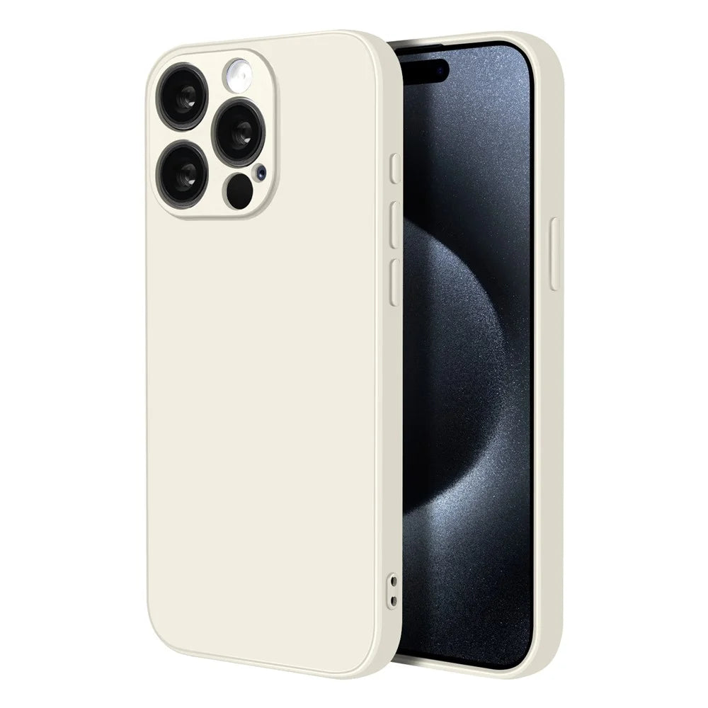 NORTHJO For iPhone 15 Pro Silicone Case with High Aluminium-Silicon Glass Film, Shockproof Phone Cover - White - 2