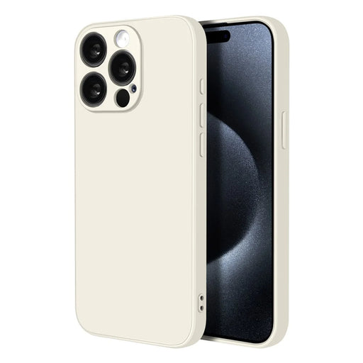 NORTHJO For iPhone 15 Pro Silicone Case with High Aluminium-Silicon Glass Film, Shockproof Phone Cover - White - 2