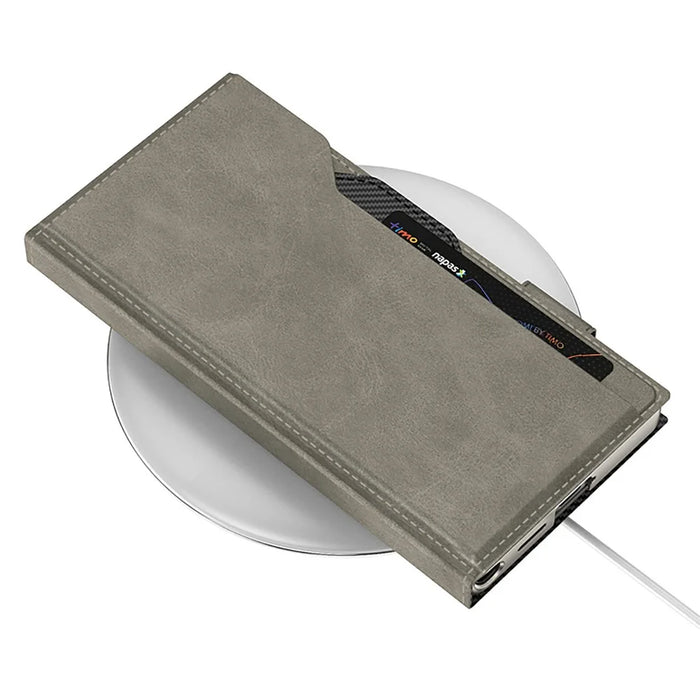 GKK For Samsung Galaxy S26 Ultra Stand Case Magnetic Closure Oil Wax Leather Flip Phone Cover with Card Holder - Carbon Fiber Texture - 6