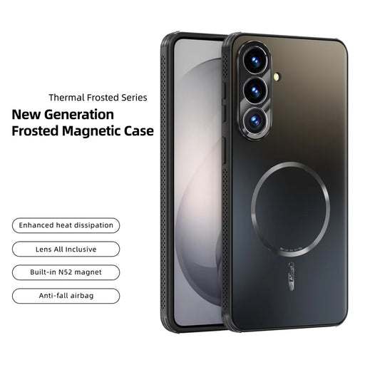 ABEEL For Samsung Galaxy S26+ Magnetic Case TPU PC Cooling Matte Phone Back Cover with Lens Film - Black - 2