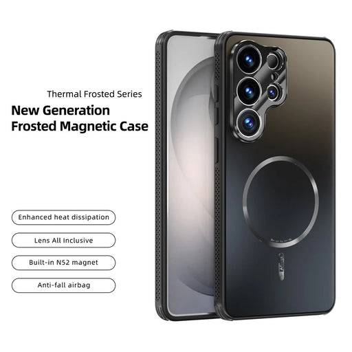 ABEEL For Samsung Galaxy S26 Ultra Magnetic Case TPU PC Cooling Matte Phone Back Cover with Lens Film - Black - 2