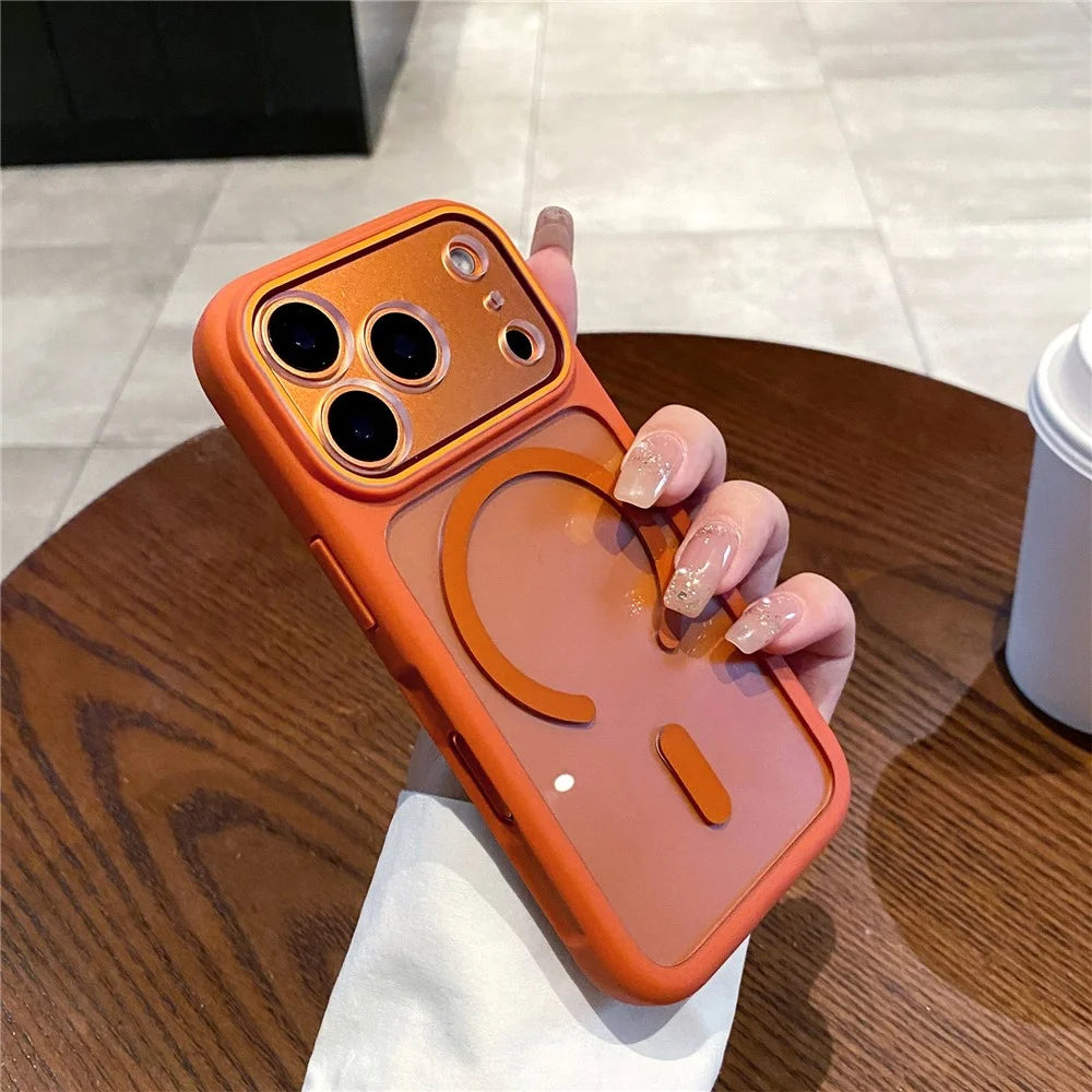 For iPhone 17 Pro Max Case Compatible with MagSafe TPU + PC Clear Shockproof Phone Back Cover - Orange - 2