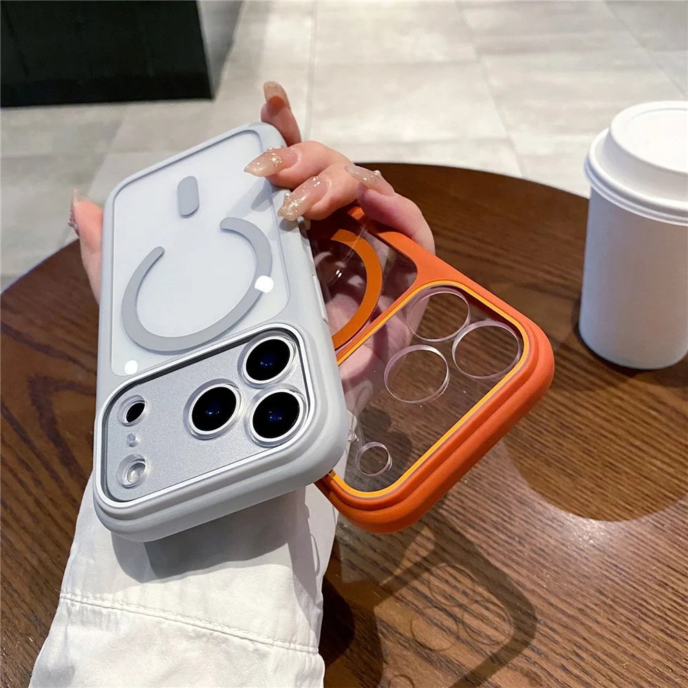 For iPhone 17 Pro Max Case Compatible with MagSafe TPU + PC Clear Shockproof Phone Back Cover - Orange - 6