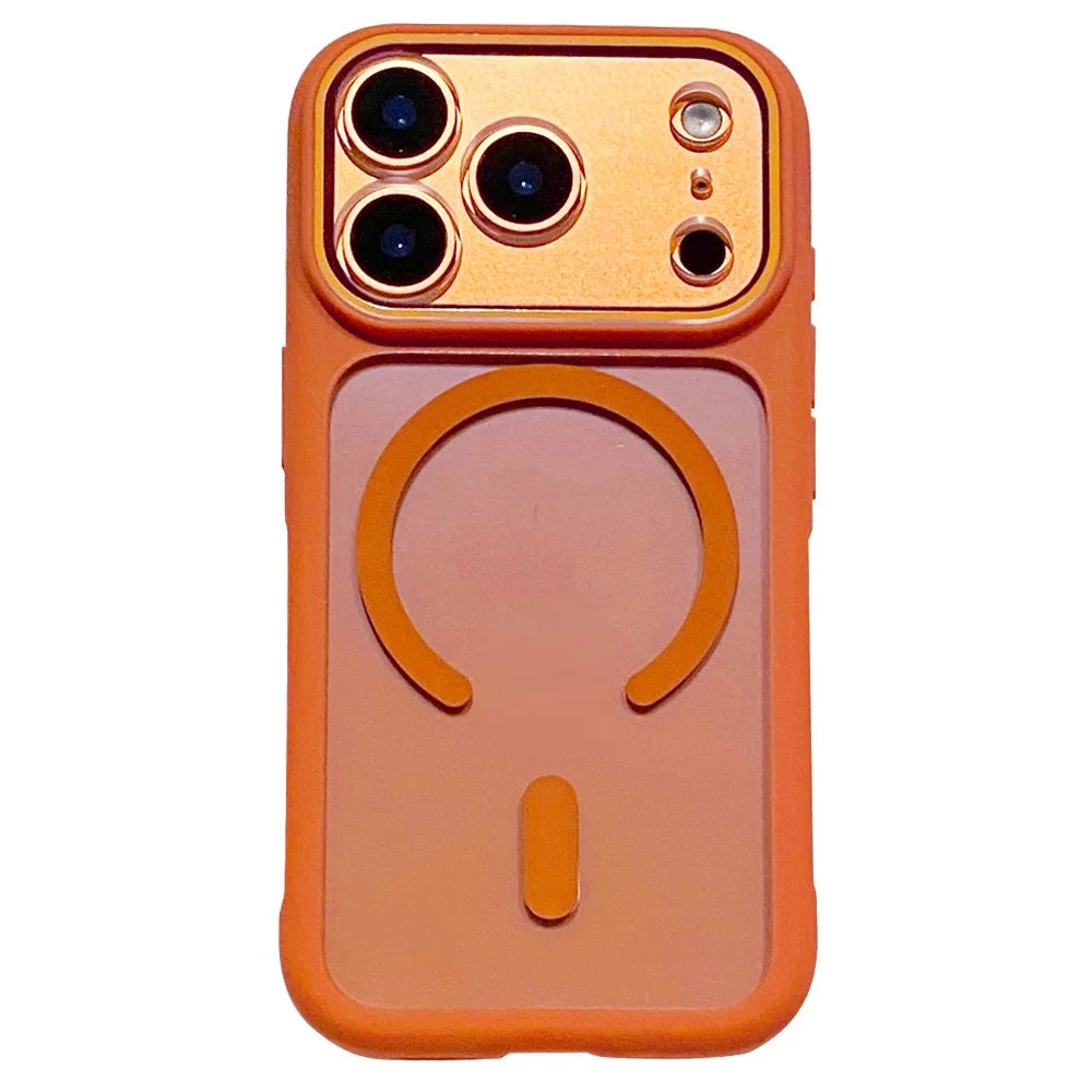 For iPhone 17 Pro Case Compatible with MagSafe TPU + PC Clear Shockproof Phone Back Cover - Orange - 1