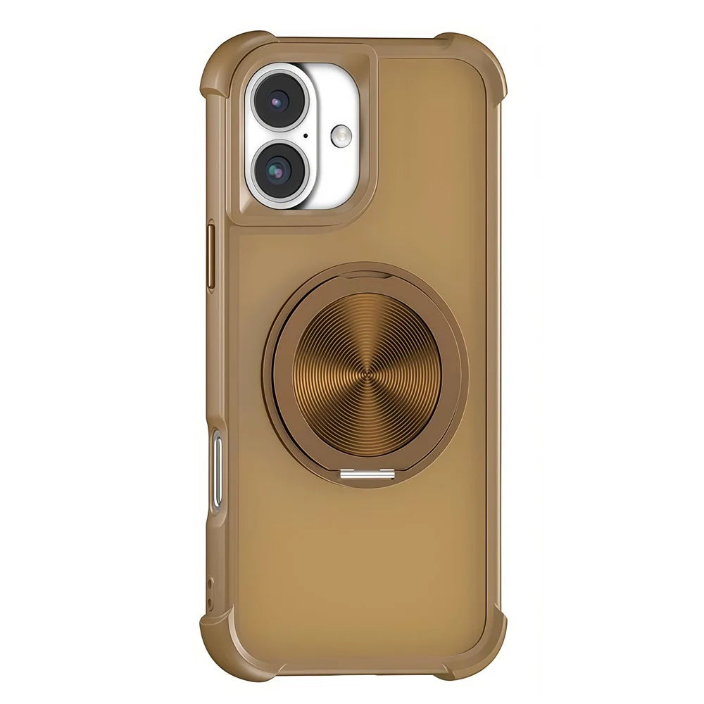 For iPhone 17 Case Compatible with MagSafe CD Vein Kickstand TPU + PC Phone Cover - Desert Gold - 1