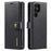 DG.MING For Samsung Galaxy S23 Ultra Detachable Magnetic Case Split Leather Phone Wallet Stand Protective Cover - Black - 1