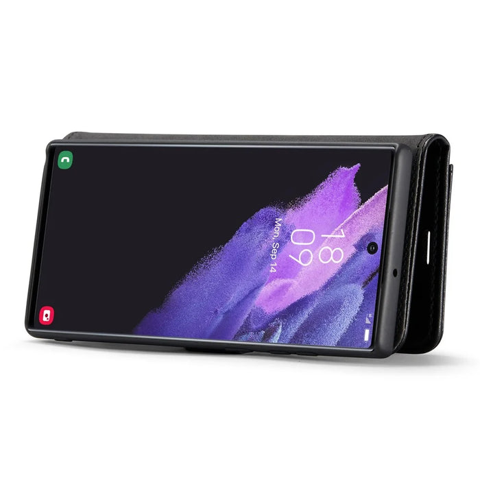 DG.MING For Samsung Galaxy S23 Ultra Detachable Magnetic Case Split Leather Phone Wallet Stand Protective Cover - Black - 3