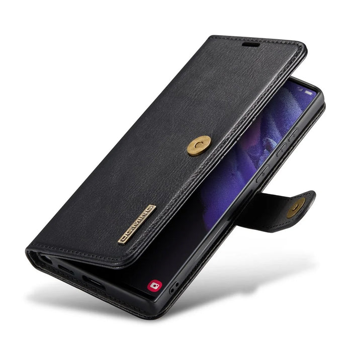 DG.MING For Samsung Galaxy S23 Ultra Detachable Magnetic Case Split Leather Phone Wallet Stand Protective Cover - Black - 4