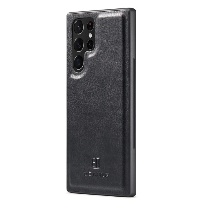 DG.MING For Samsung Galaxy S23 Ultra Detachable Magnetic Case Split Leather Phone Wallet Stand Protective Cover - Black - 7