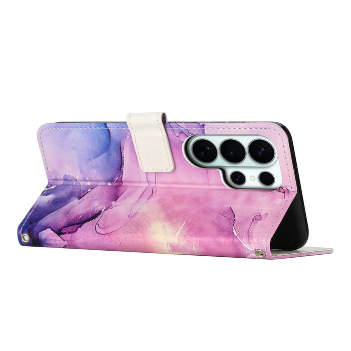 For Samsung Galaxy S26 Ultra Stand Case Marble Pattern PU Leather Wallet Phone Cover - Purple - 2