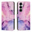 For Samsung Galaxy S26+ Stand Case Marble Pattern PU Leather Wallet Phone Cover - Purple - 1