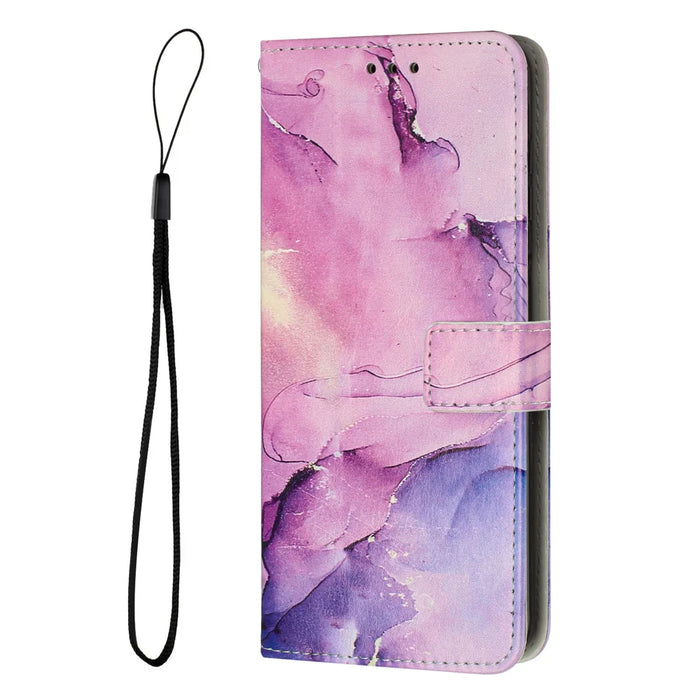 For Samsung Galaxy S26+ Stand Case Marble Pattern PU Leather Wallet Phone Cover - Purple - 3