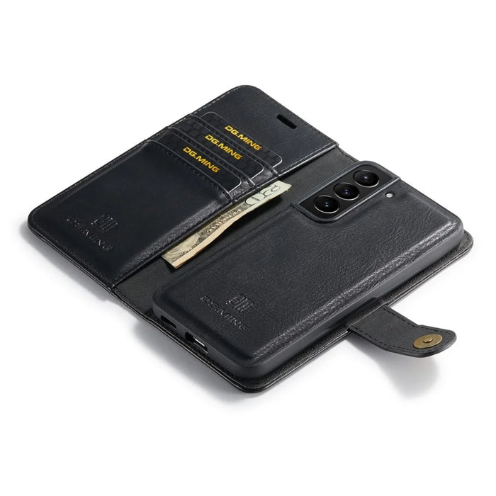 DG.MING For Samsung Galaxy S23+ Split Leather Stand Phone Case Stand Feature Magnetic Clasp Cover - Black - 6